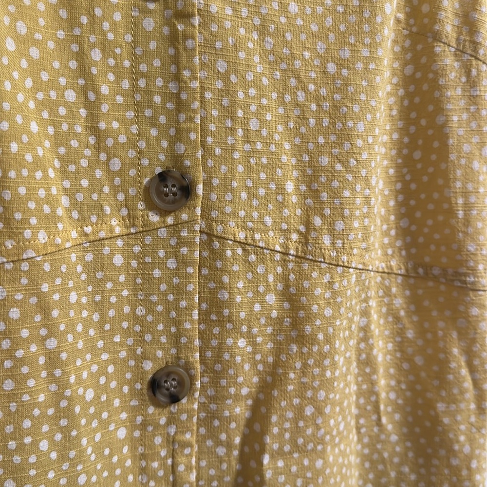 Yellow Patterned Button-Front Mini Dress - image 2